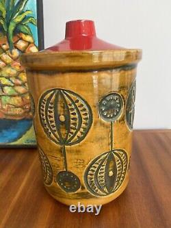 Jasba Large Rumtopf Rum Jar Kitchen Storage Mustard & Red Retro 502925 Vintage