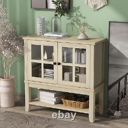 KITCHEN BUFFET SIDEBOARD CUPBOARD CABINETS ACCENT CONSOLE TABLE With GLAS DOORS