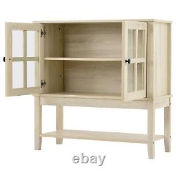 KITCHEN BUFFET SIDEBOARD CUPBOARD CABINETS ACCENT CONSOLE TABLE With GLAS DOORS
