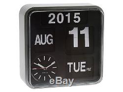 Karlsson Mini Flip Silver Clock Calendar Digital Stylish Designer Timepiece