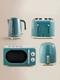 Kettle Toaster Microwave Airfryer Kitchen Set Teal Blue Retro Stylish Vintage Uk