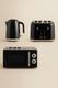 Kettle Toaster Microwave Air Fryer Kitchen Set Black Retro Stylish Vintage