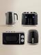 Kettle Toaster Microwave Air Fryer Kitchen Set Black Retro Stylish Vintage Gift