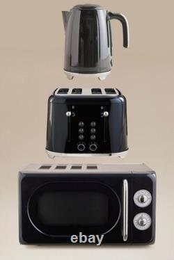 Kettle Toaster Microwave Kitchen Set Black Retro Stylish Vintage Essenti GIFT UK