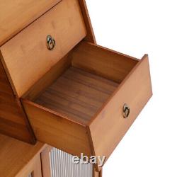 Kitchen Bamboo Pantry Cupboard Bamboo Sideboard Storage Cabinet 2 Drawers Shelf