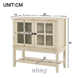 Kitchen Buffet Sideboard Cupboard Cabinets Accent Console Table With Glas Doors