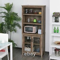 Kitchen Dresser Cabinet Tall Vintage Pantry Unit Glass Display Storage Cupboard