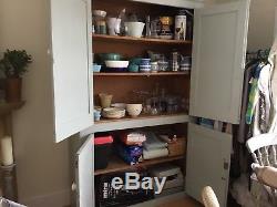 Kitchen Large Painted Vintage Narrow Solid Pine Larder Cupboard With Shelves