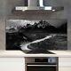 Kitchen Splashback Toughened Glass 140x70 Vintage Dark Mountains Retro
