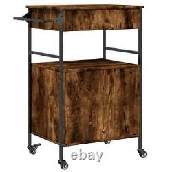 Kitchen Trolley Rolling Cart Storage Smoked Oak Engineered Wood vidaXL