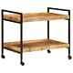 Kitchen Trolley Rolling Cart Tea Storage Solid Rough Wood Mango Vidaxl