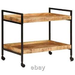 Kitchen Trolley Rolling Cart Tea Storage Solid Rough Wood Mango vidaXL