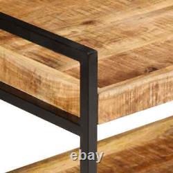Kitchen Trolley Rolling Cart Tea Storage Solid Rough Wood Mango vidaXL