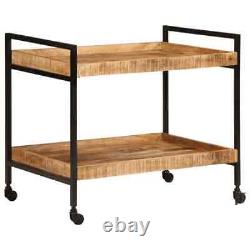 Kitchen Trolley Rolling Cart Tea Storage Solid Rough Wood Mango vidaXL