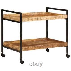 Kitchen Trolley Rolling Cart Tea Storage Solid Rough Wood Mango vidaXL