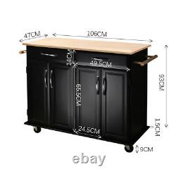 Kitchen Trolley Wood Cart Basket Storage Drawer Cabinet Doors Cupboards Worktop
