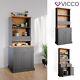 Kitchen Display Cabinet Narrow Sideboard Kitchen Shelf Bergamo Grey Oak Vicco