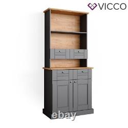 Kitchen display cabinet narrow sideboard kitchen shelf Bergamo grey oak Vicco