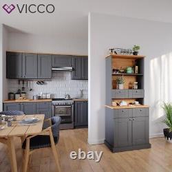 Kitchen display cabinet narrow sideboard kitchen shelf Bergamo grey oak Vicco