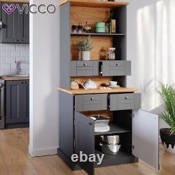 Kitchen display cabinet narrow sideboard kitchen shelf Bergamo grey oak Vicco
