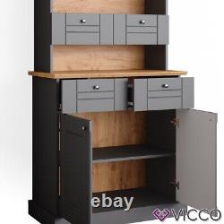 Kitchen display cabinet narrow sideboard kitchen shelf Bergamo grey oak Vicco