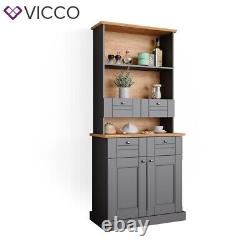 Kitchen display cabinet narrow sideboard kitchen shelf Bergamo grey oak Vicco