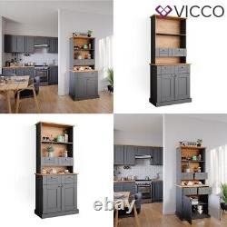 Kitchen display cabinet narrow sideboard kitchen shelf Bergamo grey oak Vicco