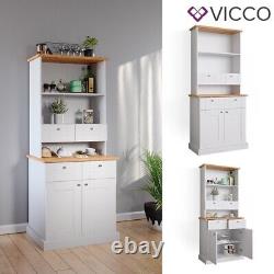 Kitchen display cabinet narrow sideboard kitchen shelf Bergamo white oak Vicco