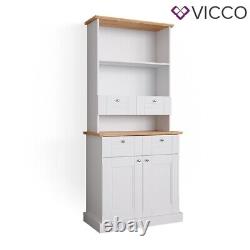 Kitchen display cabinet narrow sideboard kitchen shelf Bergamo white oak Vicco