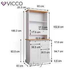 Kitchen display cabinet narrow sideboard kitchen shelf Bergamo white oak Vicco