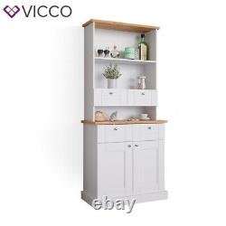 Kitchen display cabinet narrow sideboard kitchen shelf Bergamo white oak Vicco