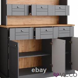 Kitchen display cabinet sideboard kitchen shelf cabinet Bergamo grey oak Vicco