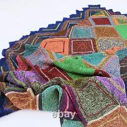 Knitted Diamond Throw Blanket Vintage 1970s Throw Sofa Armchair Wool Polyester