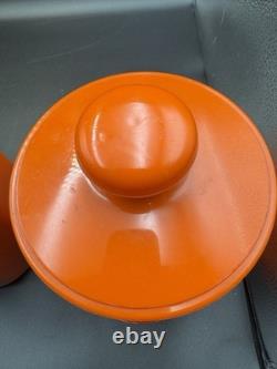 Kromex Aluminum Canisters Set of 4 Flowers 1970s Retro Kitchen Decor Orange