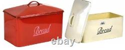 LARGE Metal Bread Bin Kitchen Vintage Retro Style Storage Canister Box With Lid