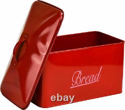 LARGE Metal Bread Bin Kitchen Vintage Retro Style Storage Canister Box With Lid