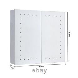 LED Bathroom Mirror Cabinet Shaver Socket Double Door Cupboard StorageShelf Wall