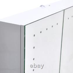 LED Bathroom Mirror Cabinet Shaver Socket Double Door Cupboard StorageShelf Wall