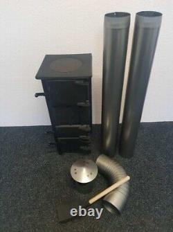LOG BURNER STOVE WOOD FLUE SYSTEM PIPES SET 6.5KW GARAGE SHED WORKSHOP 125mm 5