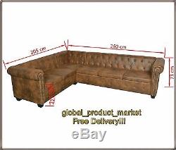LUXURY Chesterfield Sofa 6 Seater Corner Couch PU Leather L Shaped Large Settee