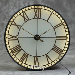 Large Black and Gold Back Lit Glass Westminster Wall Clock 120 cm Diameter