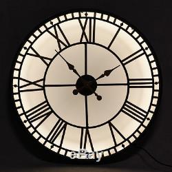 Large Black and Gold Back Lit Glass Westminster Wall Clock 81 cm Diameter