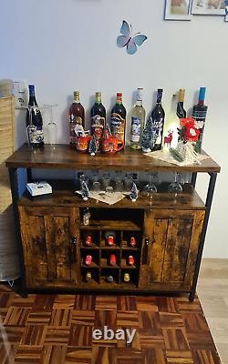 Large Drinks Cabinet Sideboard Cupboard Buffet Kitchen Storage Wine Bottle Rack