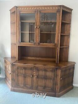 Large Ercol Dresser & Glass Display Cabinet With Corner Shelf UnitsQuality Wood