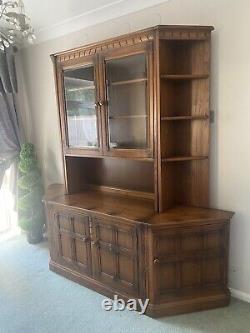 Large Ercol Dresser & Glass Display Cabinet With Corner Shelf UnitsQuality Wood