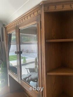 Large Ercol Dresser & Glass Display Cabinet With Corner Shelf UnitsQuality Wood