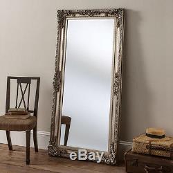Large Full Length Silver shabby chic Antique Leaner Floor wall Mirror 5ft9x2ft9