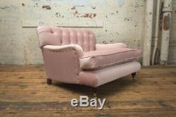 Large Handmade Vintage Dusty Pink Velvet Chesterfield Snuggle Armchair