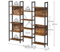 Large Industrial Bookcase Rustic Metal Ladder Shelf Unit Vintage Display Cabinet