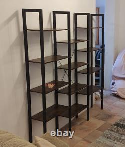 Large Industrial Bookcase Rustic Metal Ladder Shelf Unit Vintage Display Cabinet